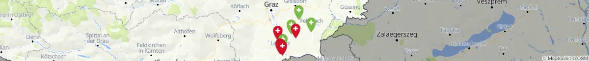 Kartenansicht für Apotheken-Notdienste in der Nähe von Schwarzautal (Leibnitz, Steiermark)